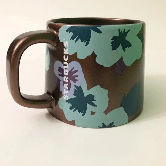 2020 Starbucks Coffee Mug Brown Bronze Copper Tone Floral Coffee Mug 14 oz - Picture 11 of 11